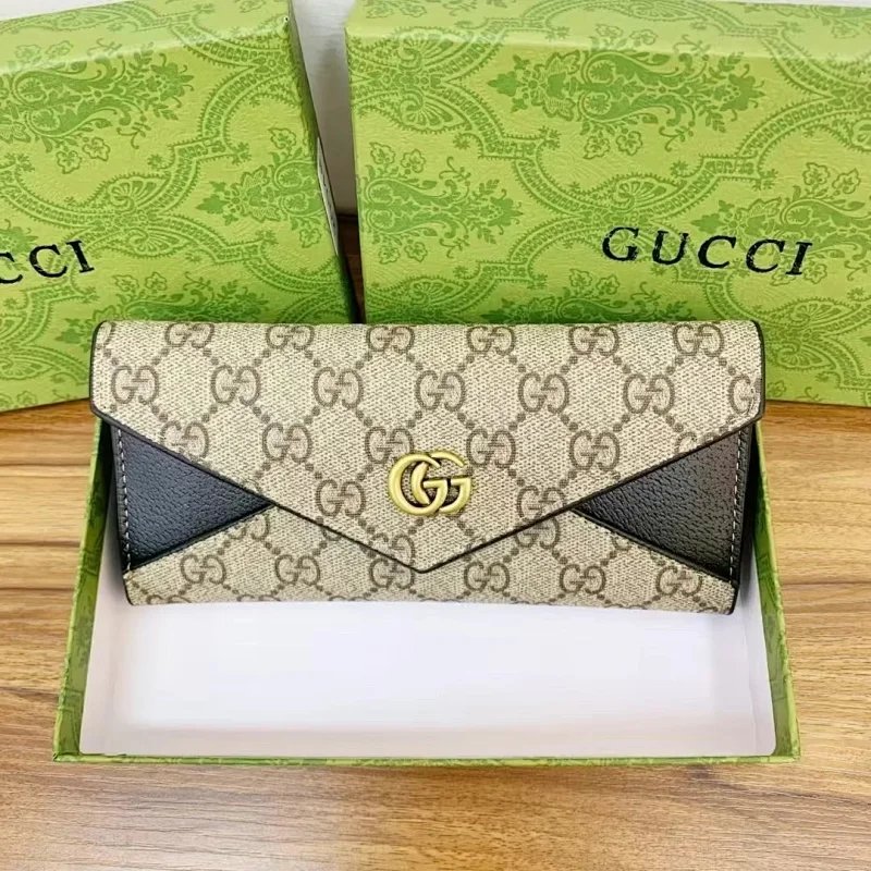 Gucci GG Marmont Envelope Long Wallet Beige and Brown Canvas - 11