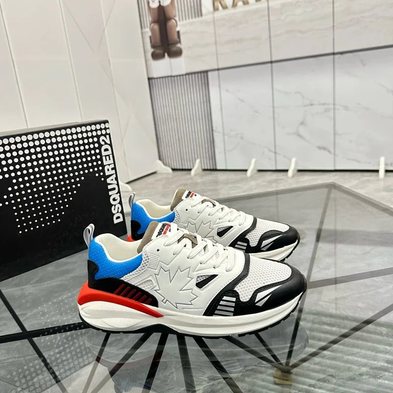 Dsquared2 Logo-Embossed Chunky Sneakers White Blue Black Red - 1