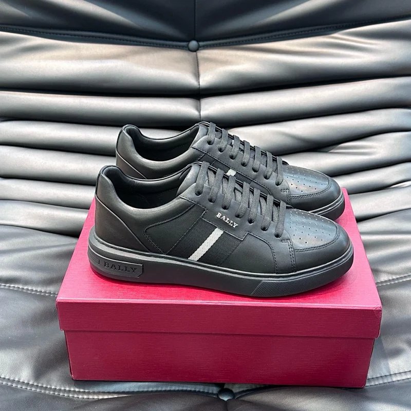 Design Bally Sneakers Black with White Stripe Casual Shoes Sneakers