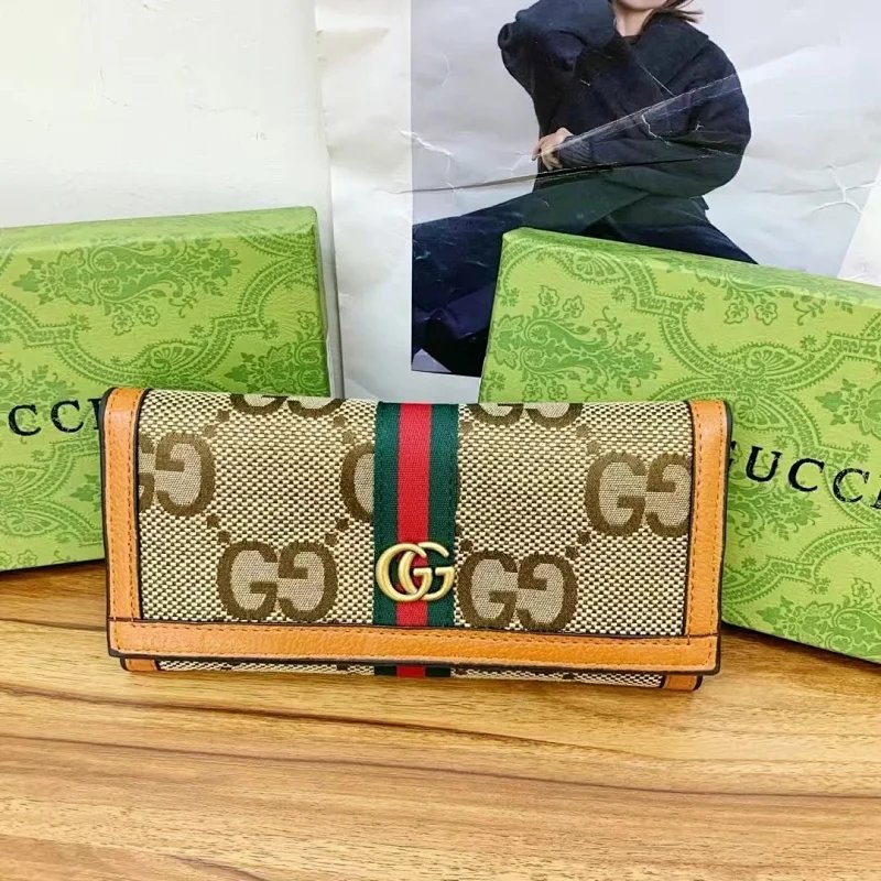Gucci GG Marmont Envelope Long Wallet Beige and Brown Canvas - 7