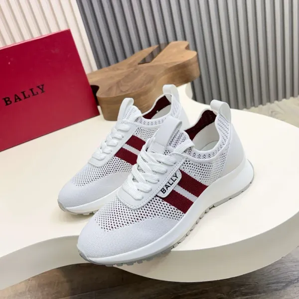 Design Bally Mesh Sneakers White Burgundy Stripes Sneakers - 1