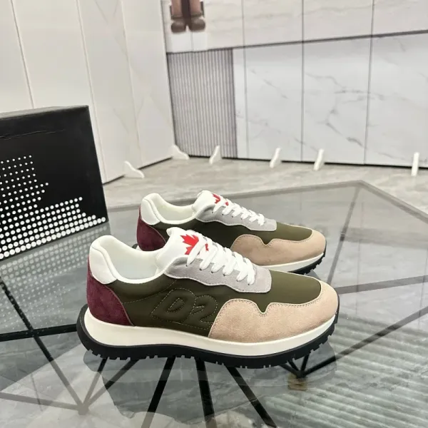 Dsquared2 D2 Logo Sneakers Army Green Burgundy Beige Sneakers - 1