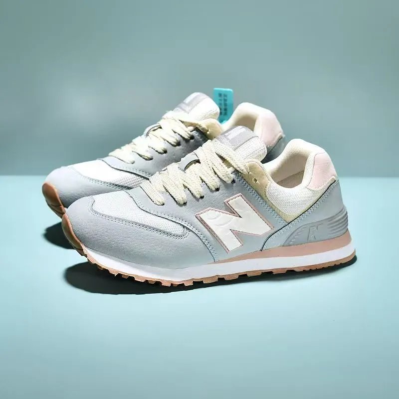 New Balance 574 Gray Black Mesh Sneakers Running Shoes - 8