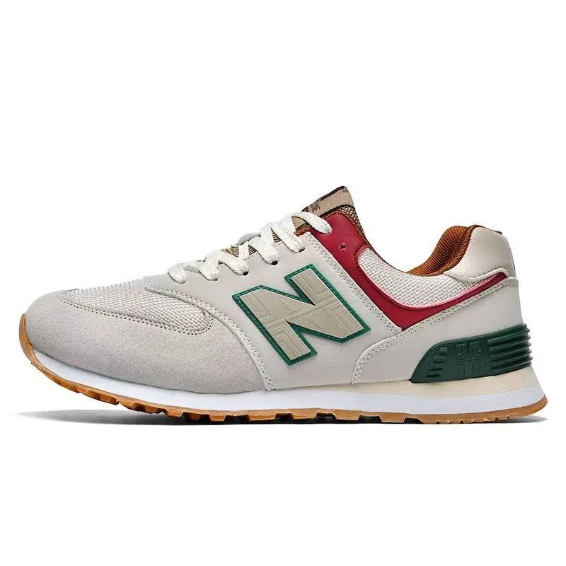 New Balance 574 Heritage Beige Red Green Sneakers Running Shoes