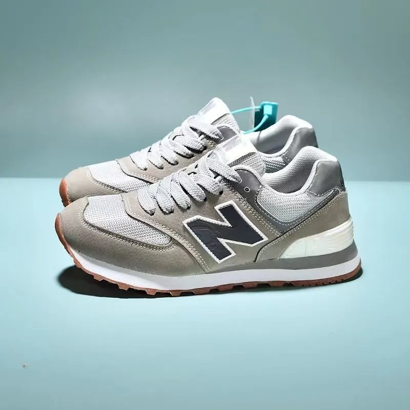 New Balance 574 Gray Black Mesh Sneakers Running Shoes - 11