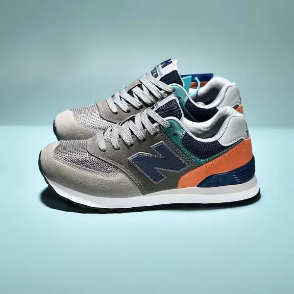 New Balance 574 Multicolor Gray Orange Navy Sneakers - 1