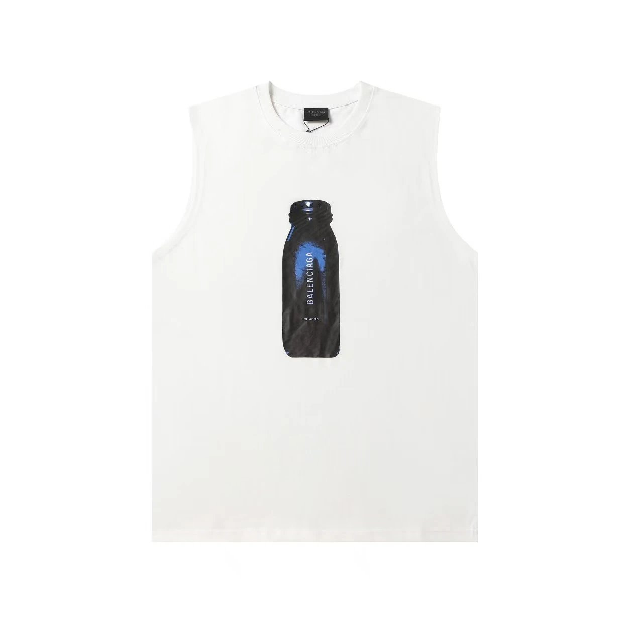 Balenciaga Bottle Print Sleeveless Top White Vest Top