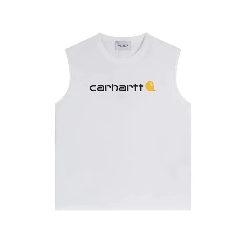 Carhartt Logo Print White Sleeveless Vest Top