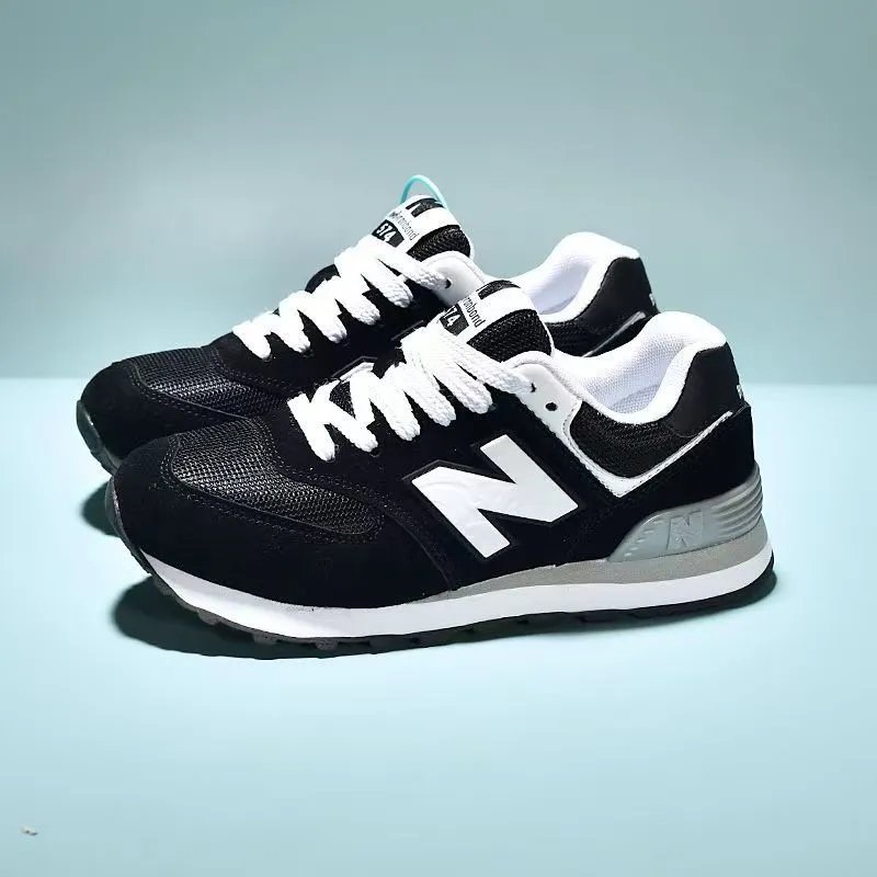 New Balance 574 Gray Black Mesh Sneakers Running Shoes - 9
