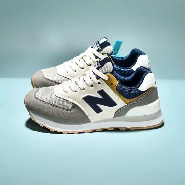New Balance 574 Grey Navy Gold Sneakers - 1