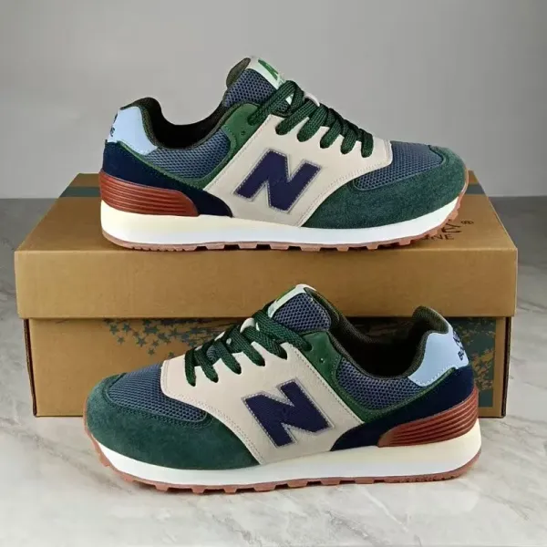 New Balance 574 Green Navy Suede Mesh Sneakers - 1