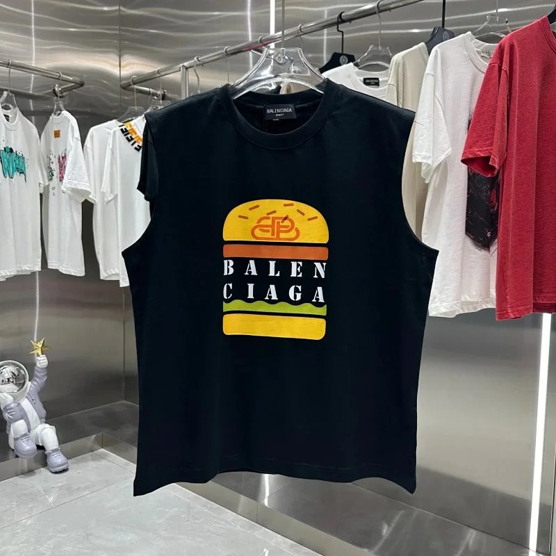 Balenciaga Burger Graphic Sleeveless T-Shirt Black Vest Top