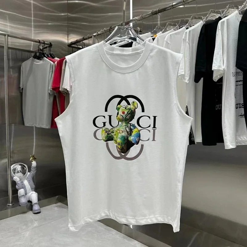 Gucci Bear Graphic Sleeveless T-Shirt White Vest Top