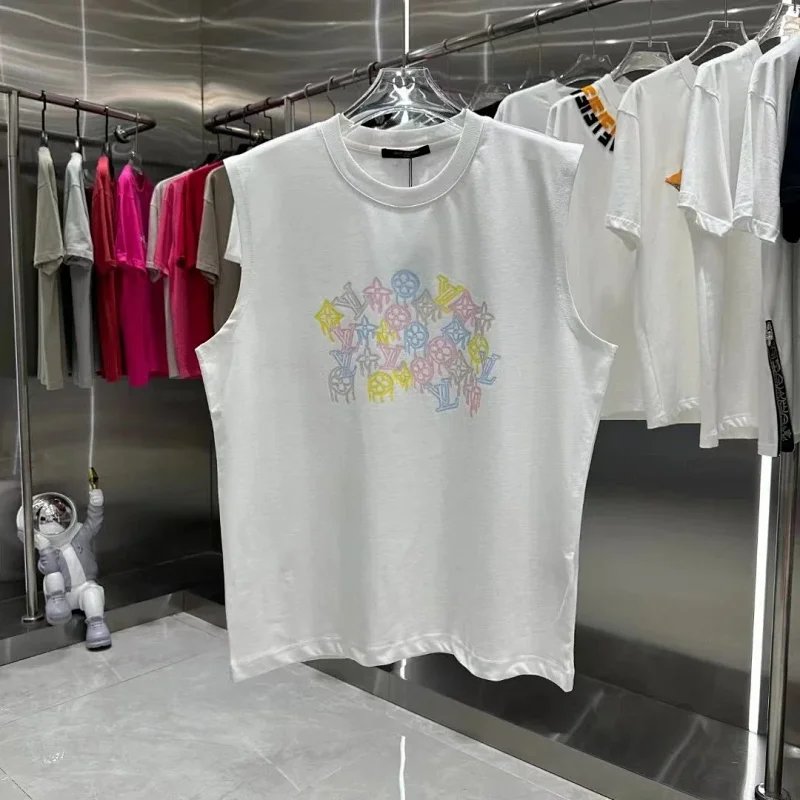 Louis Vuitton Multicolor Monogram Print Sleeveless T-Shirt White Vest Top