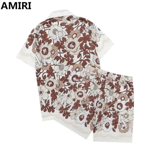 Amiri Floral Print Short Set White Brown - 1