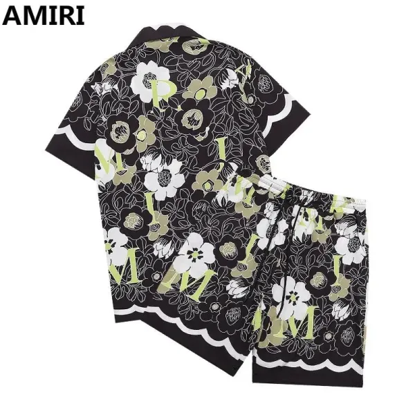 Amiri Floral Print Short Set Black Multicolor - 1