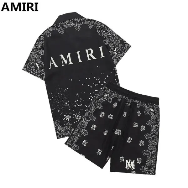 Amiri Bandana Print Shirt and Shorts Set Black - 1