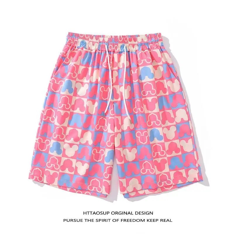 HTTAOSUP Original Design Floral Print Drawstring Shorts Black - 16