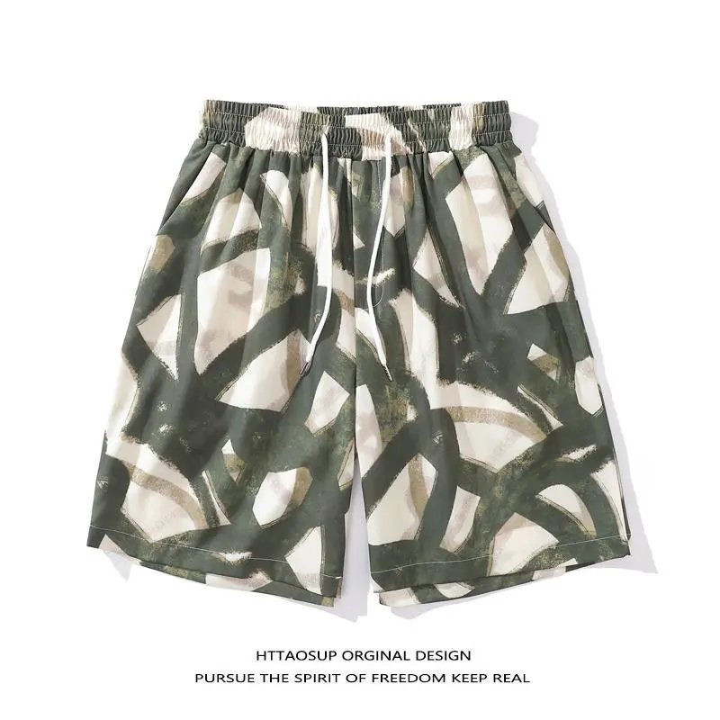 HTTAOSUP Original Design Floral Print Drawstring Shorts Black - 9