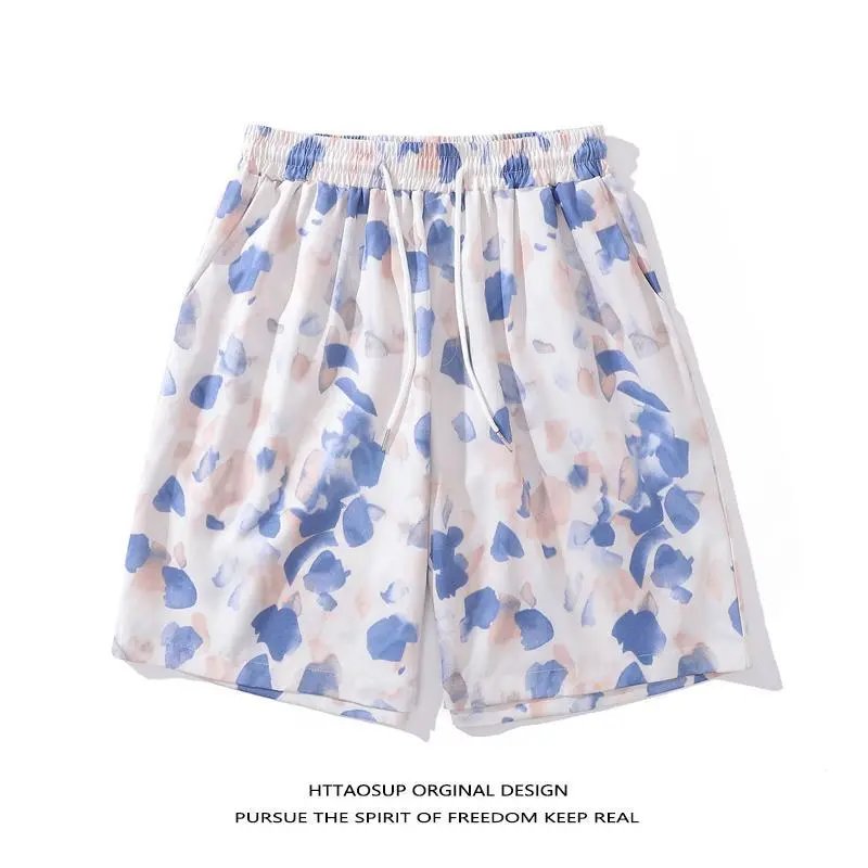 HTTAOSUP Original Design Floral Print Drawstring Shorts Black - 17