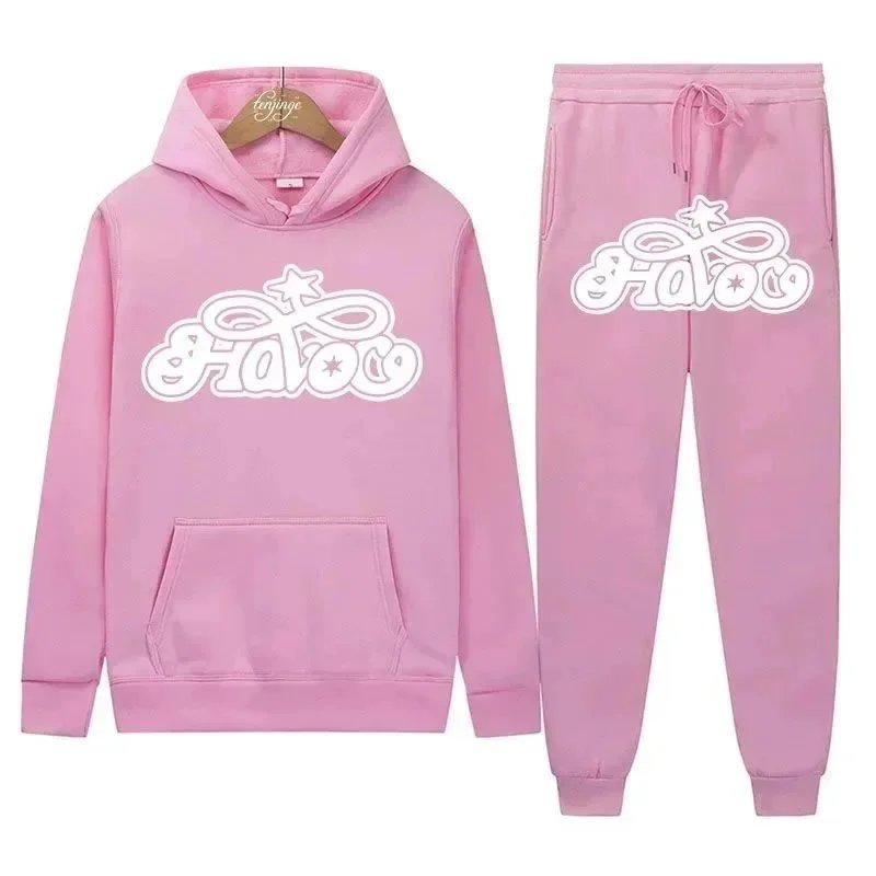 Design Hoodie and Sweatpants Set Gray Streetwear Tracksuit - 13