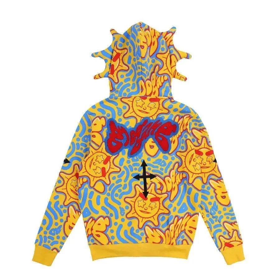 Hellstar Falling Star Zip-Up Hoodie Gray - 4
