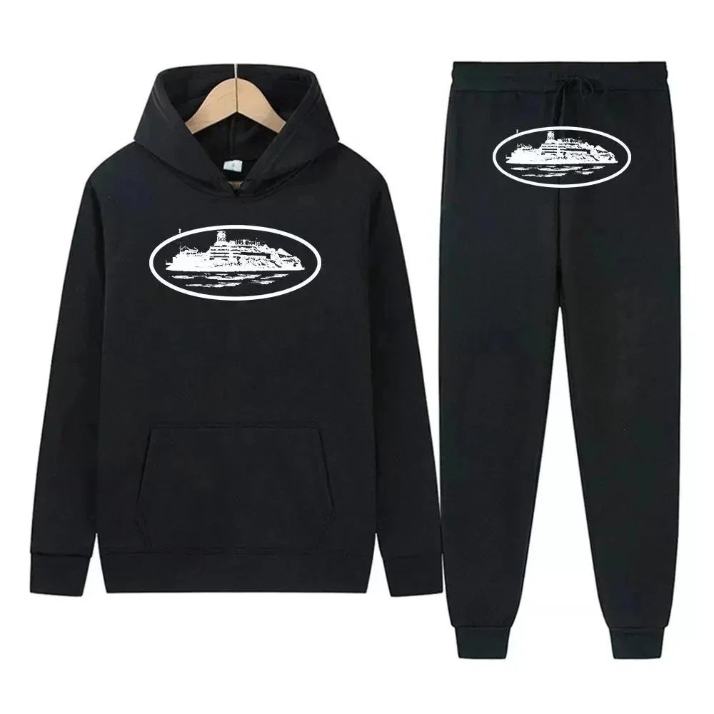 Design Cruise Ship Graphic Yellow Hoodie and Sweatpants Set - 11