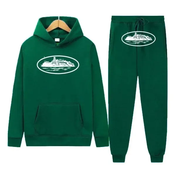 Design Cruise Ship Logo Green Hoodie and Sweatpants Set - 1