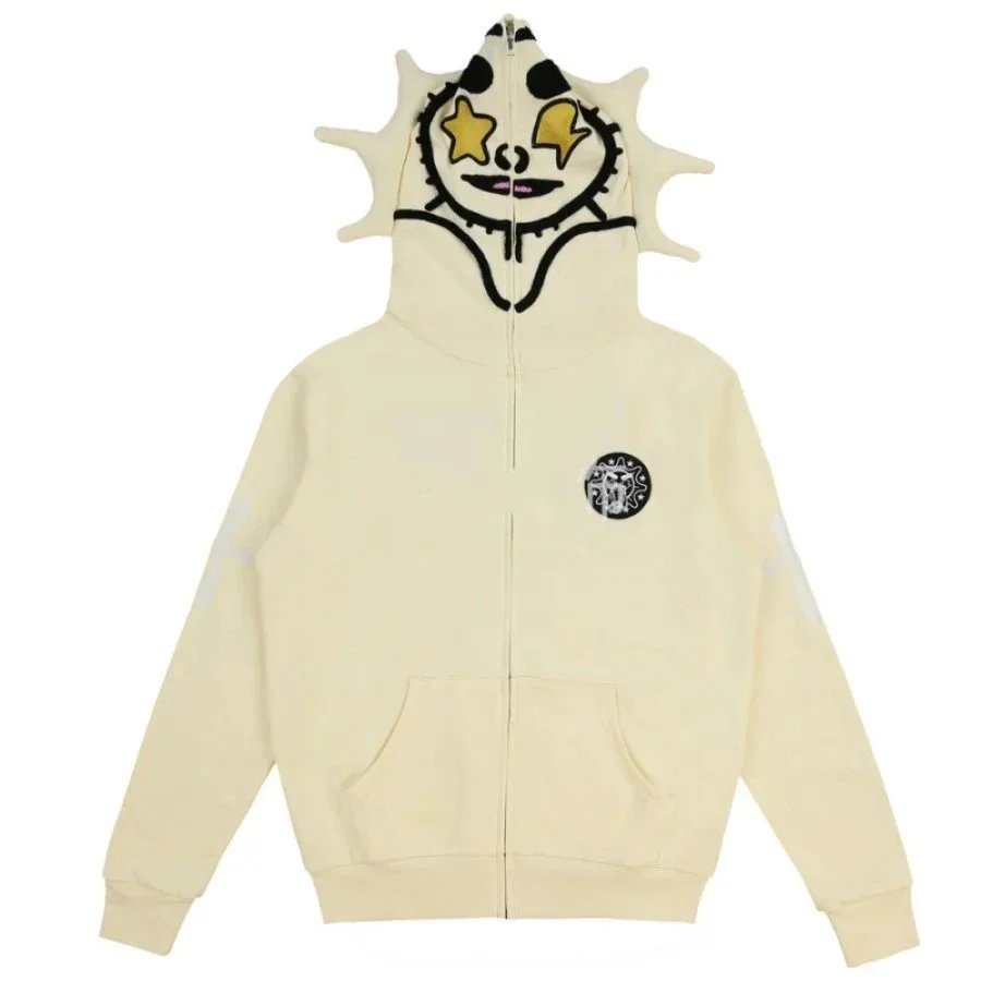 Hellstar Falling Star Zip-Up Hoodie Gray - 16