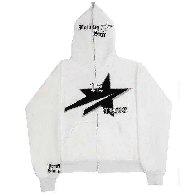 Hellstar Falling Star Zip-Up Hoodie Gray - 12