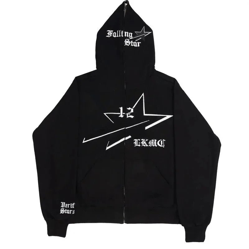 Hellstar Falling Star Zip-Up Hoodie Gray - 13