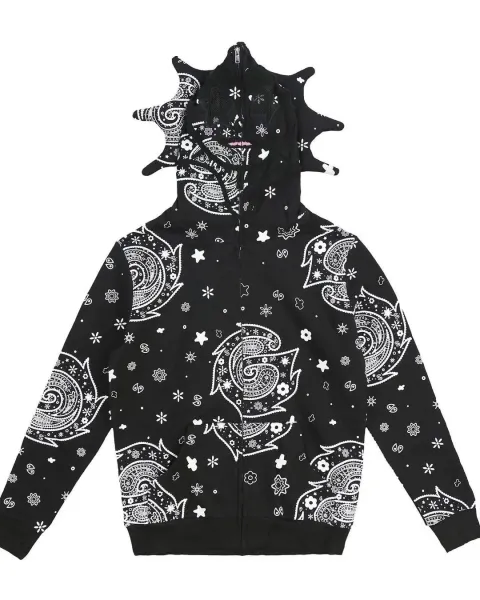 Marcelo Burlon County Of Milan Paisley Spike Hoodie Black - 1