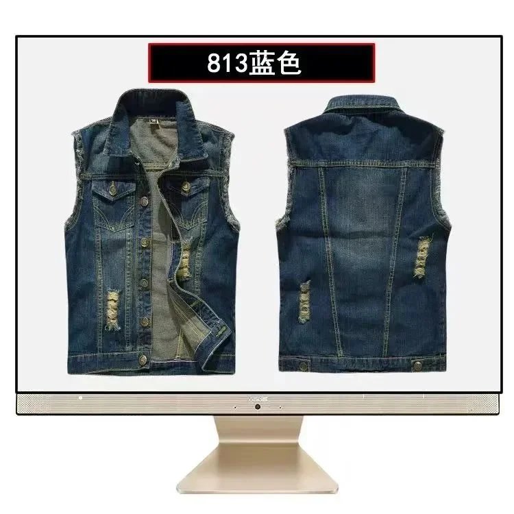 Design 805 Light Color Camo Hooded Denim Vest - 4