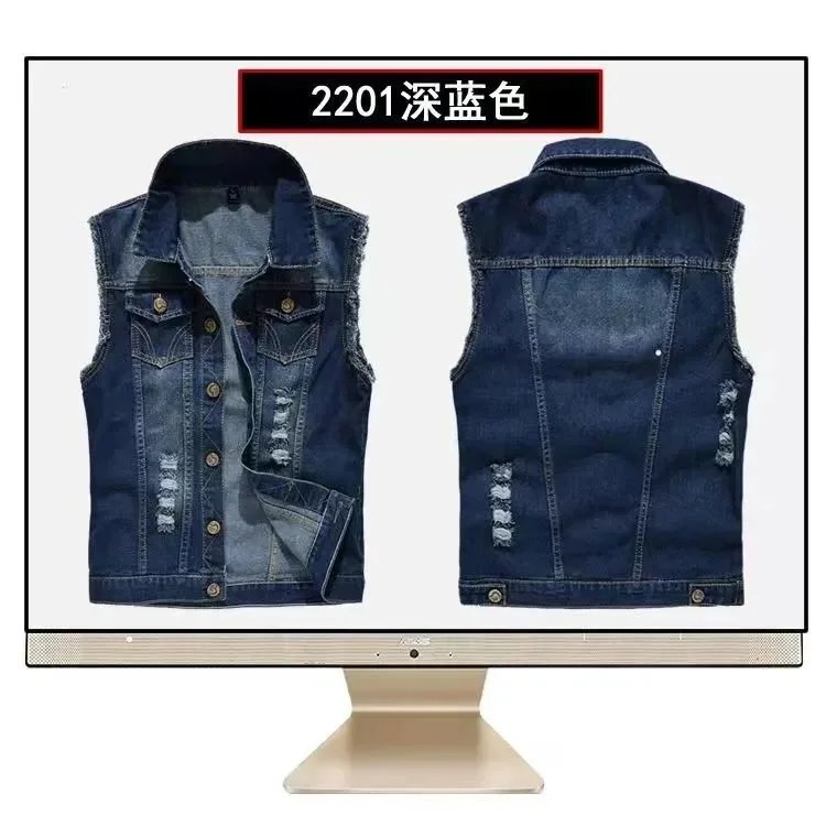 Design 805 Light Color Camo Hooded Denim Vest - 6