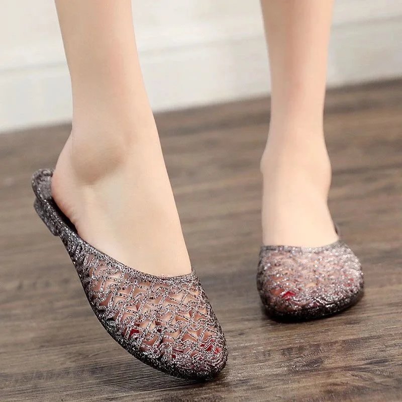 Design Jelly Sandals Black Slippers - 8