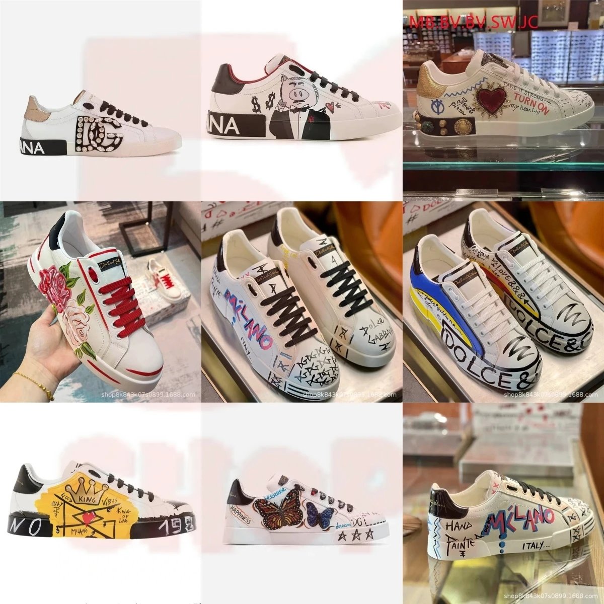 Custom Graffiti Painted Low-Top Sneakers-004