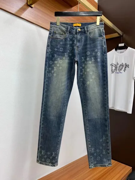 Louis Vuitton Monogram Print Denim Jeans Blue - 1