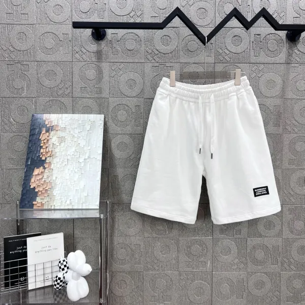 Burberry Logo Patch White Cotton Shorts - 1