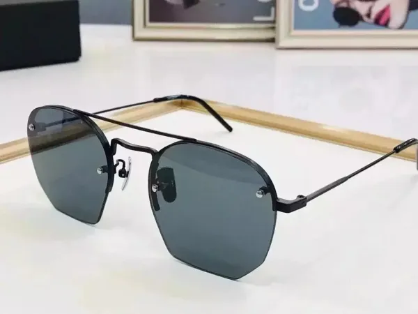 Design Aviator-Style Rimless Sunglasses Black Gray - 1