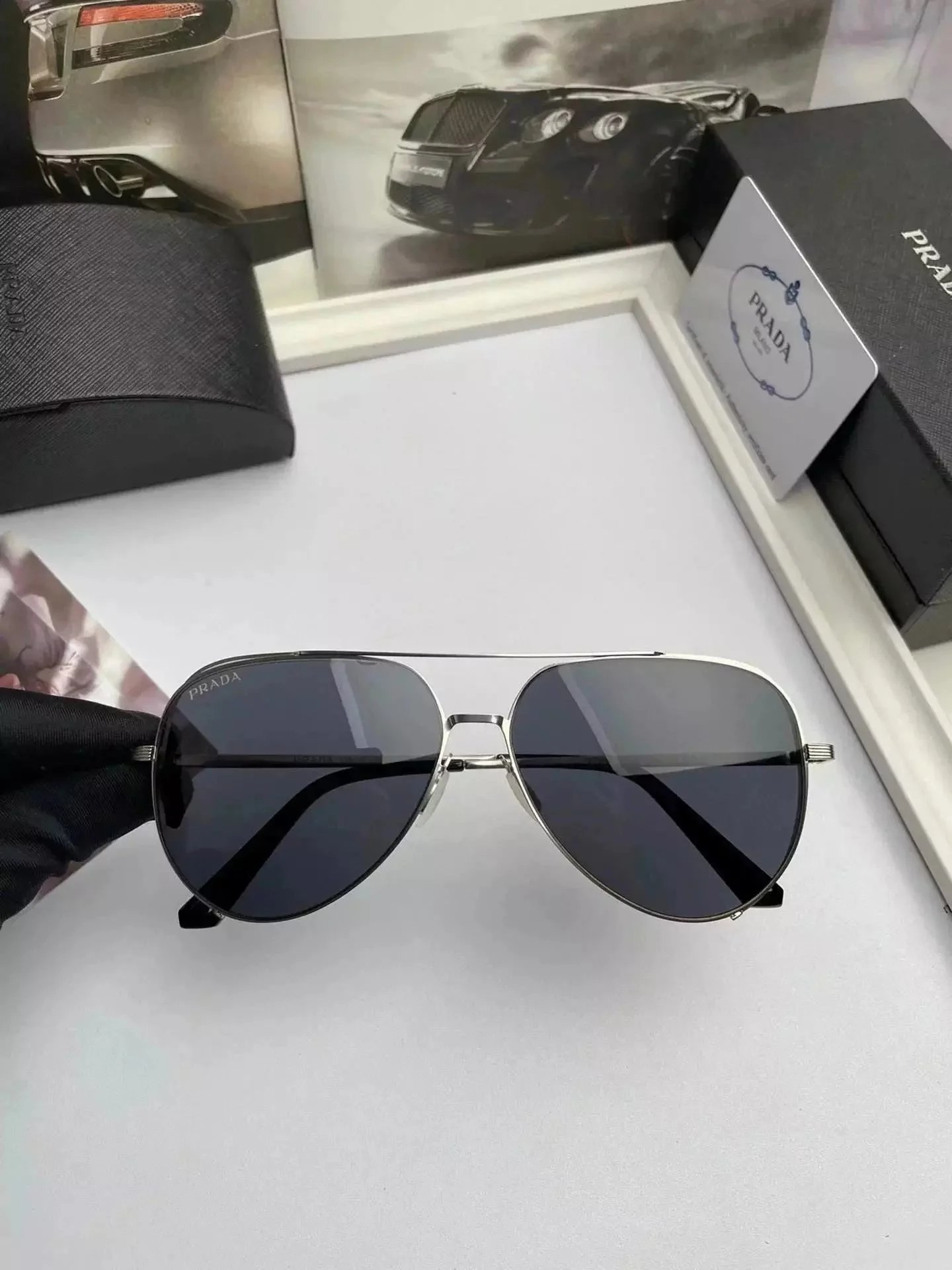 Prada Aviator Sunglasses Black Gradient Lens - 6