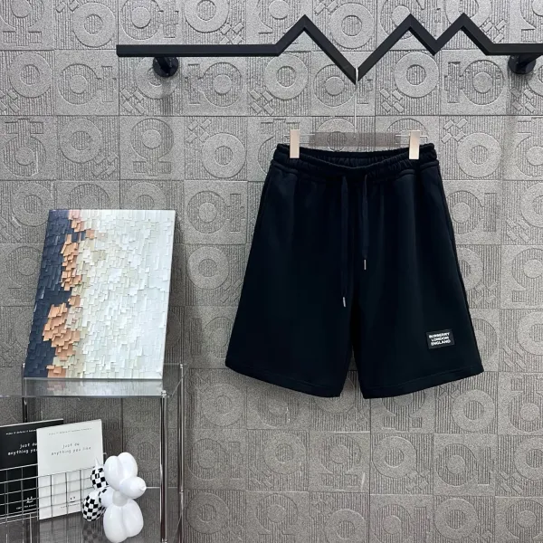 Burberry Logo Patch Black Sweat Shorts - 1