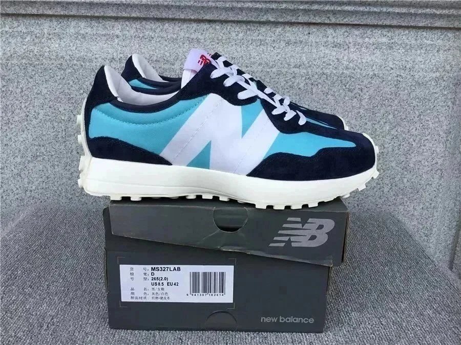 New Balance 327 LAB Turquoise Navy White Sneakers Chunky Sneakers