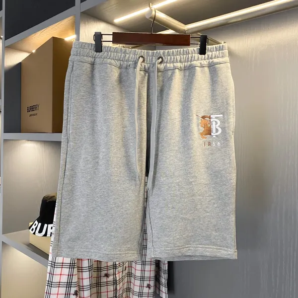 Burberry Monogram-Embroidered Gray Sweat Shorts - 1