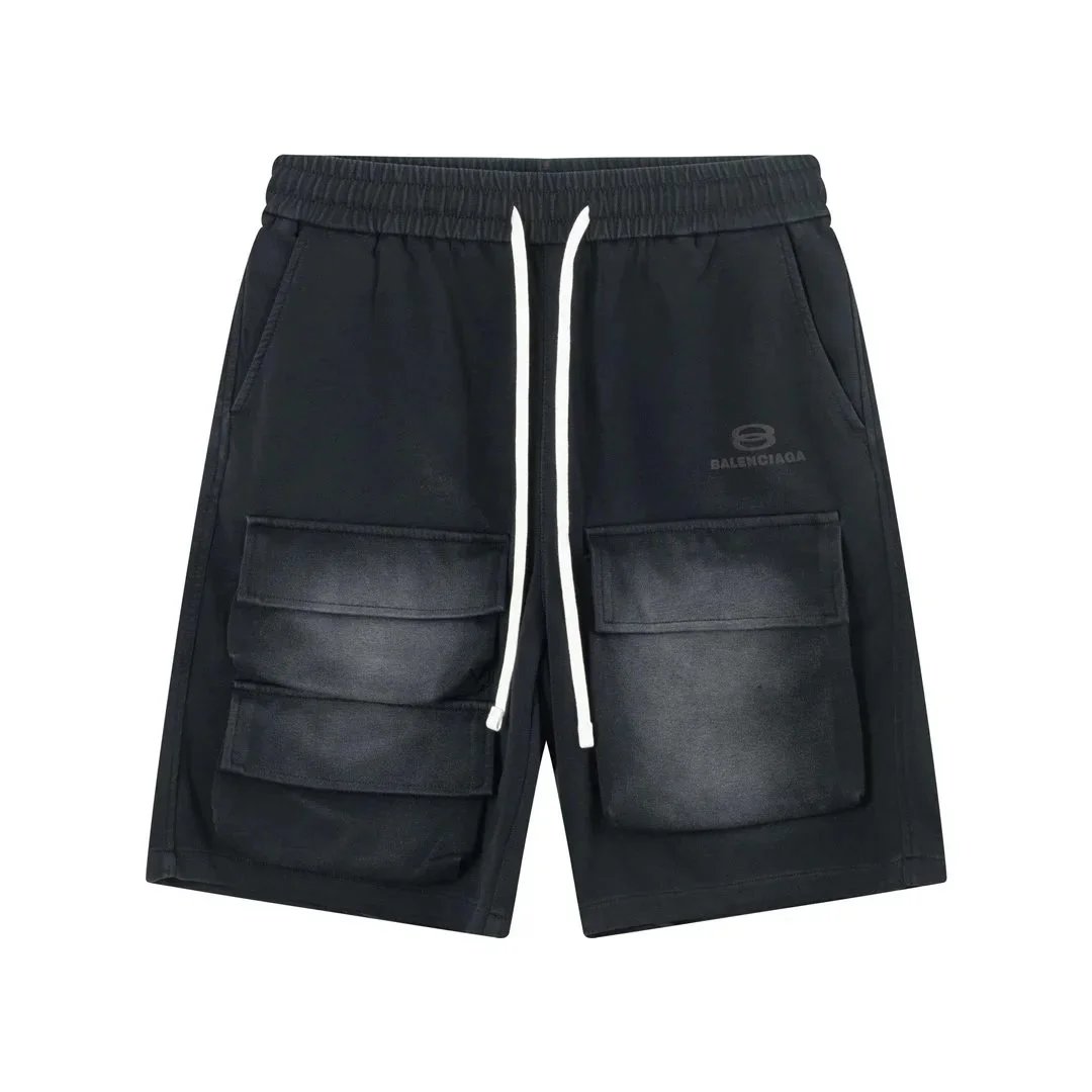 Balenciaga Tie-Dye Drawstring Shorts Gray - 13