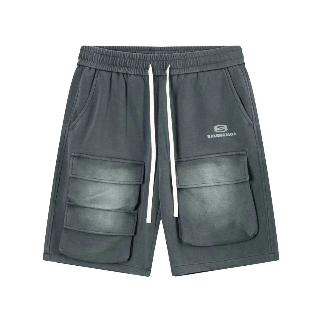 Balenciaga Tie-Dye Drawstring Shorts Gray - 12