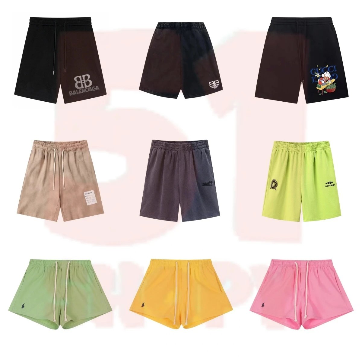 Balenciaga Tie-Dye Drawstring Shorts Gray - 3