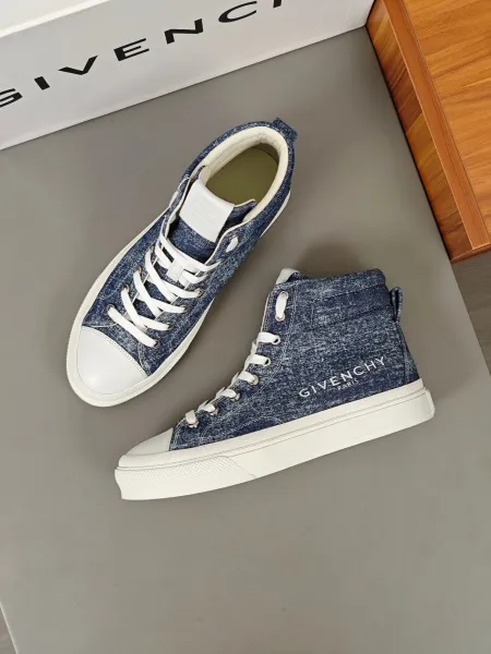 Givenchy Denim High-Top Sneakers Blue and White - 1