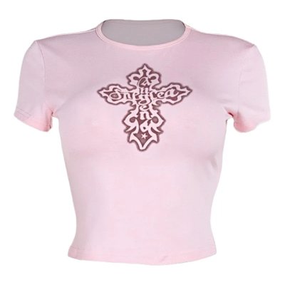 Off-the-shoulder short-sleeved shirt