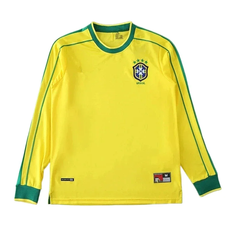 Camiseta Brasil 1998 Local Manga Larga Versión Retro