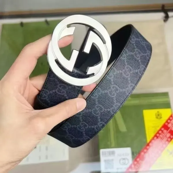 Gucci GG Marmont Belt Navy Blue Canvas Belt - 1